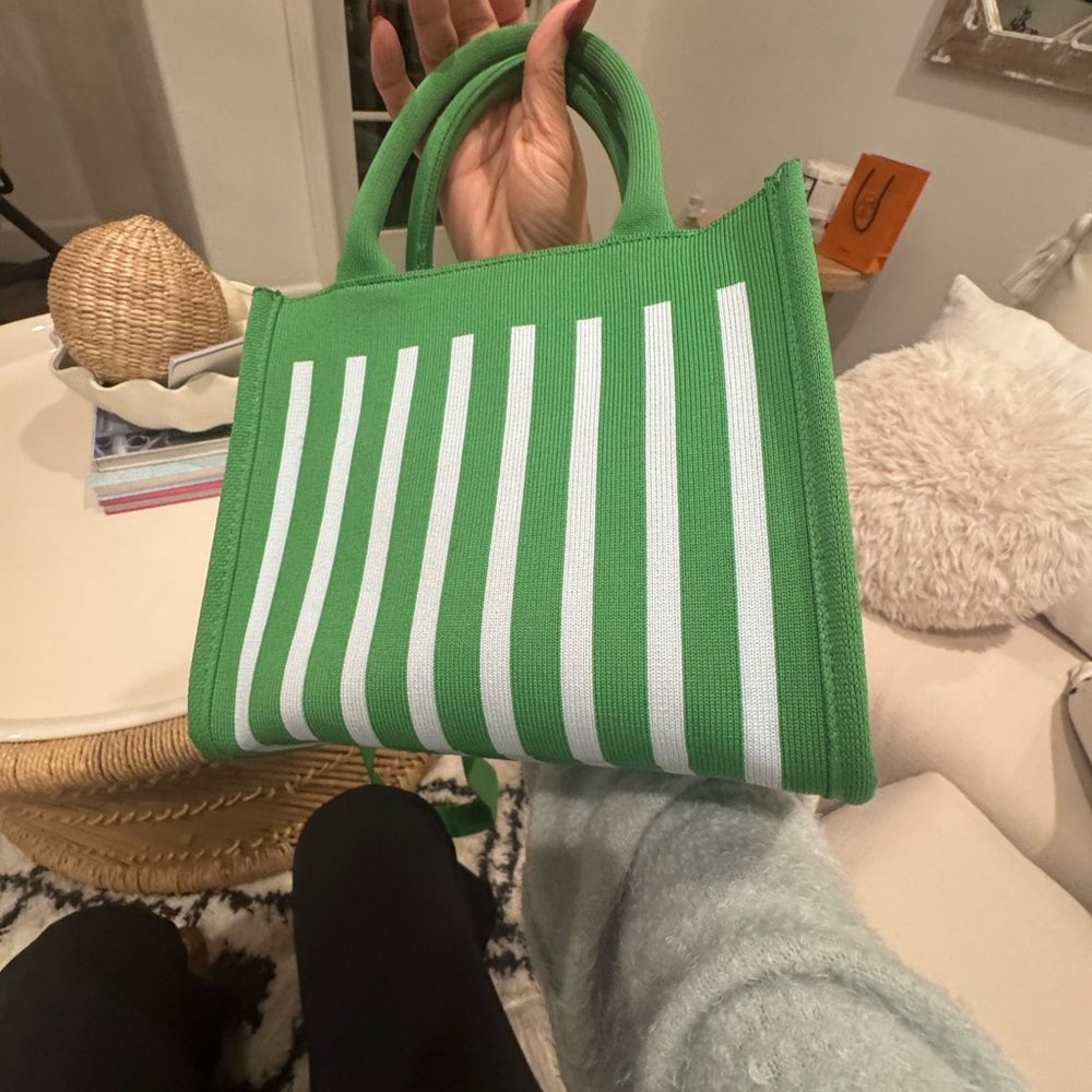 Kate Spade/ Target collab Green and light blue Striped Tote+ Charms - Picture 6 of 13